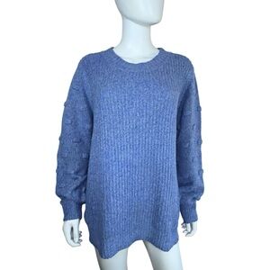 Women’s Loose Long Big Sleeve Light Blue Sweater
